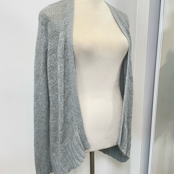 Anthropologie Wooden Wool Blend Cardigan Sweater Size S/M Gray Lightweight - Picture 10 of 11
